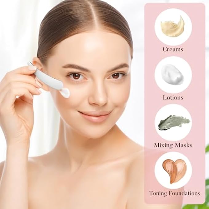 VICASKY 2PCS COSMETIC SKINCARE SPATULA STAINLESS STEEL SKIN 2PCS REUSABLE FACE TOOLS APPLYING CREAMS LOTIONS COMPACT BEAUTY SCOOP MIXING PRODUCTS DAILY USE MAKEUP CREAM EYE MASK FACIAL SPOONS - Image 2